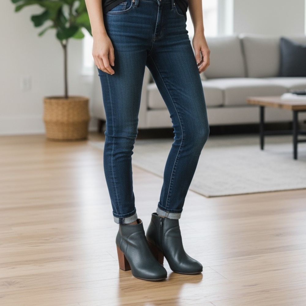 Jeffrey Campbell Charcoal Gray Leather Ankle Boots – Hanger Style – Size 10M